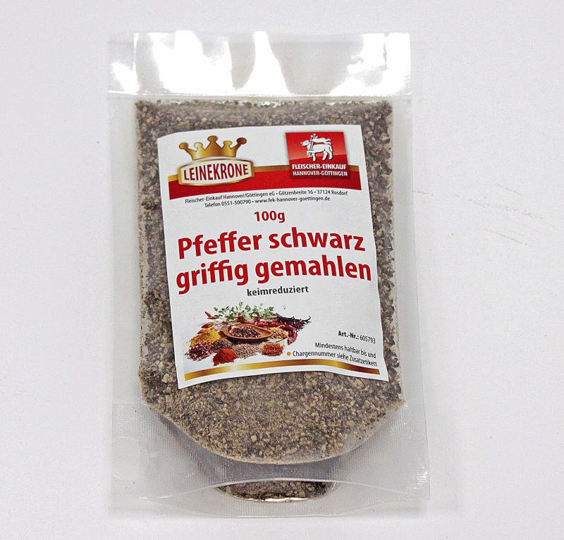 Pfeffer schwarz griffig verpackt 100 g